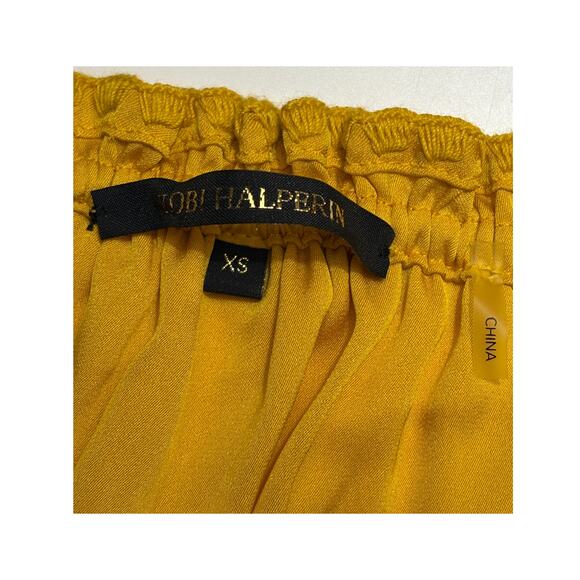 Kobi Halperin SIERRA Stretch Silk Georgette Blouse Peasant Top in Yellow Size XS - Picture 7 of 7